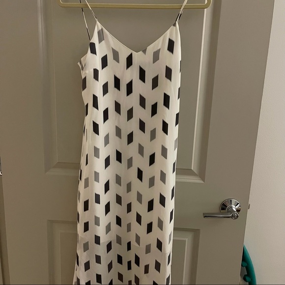 THEORY Double Strap Slip Dress  BRUSH PRINT GREY MULTI size 4 - Picture 4 of 7